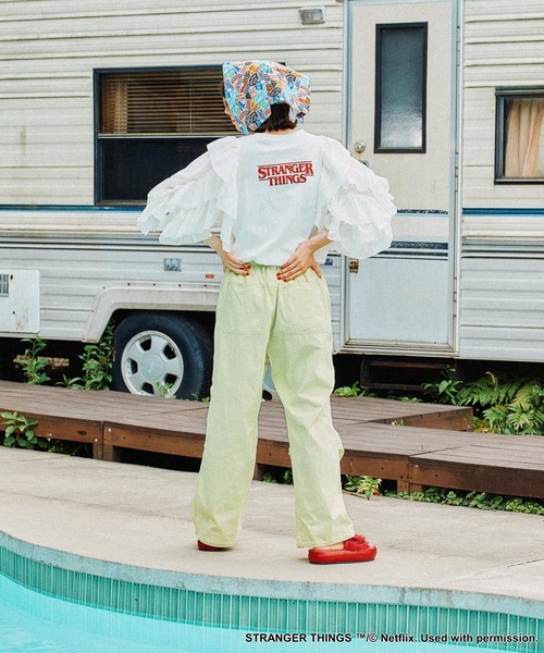セール】【STRANGER THINGS】コラボ ラッフルスリーブTシャツ（T