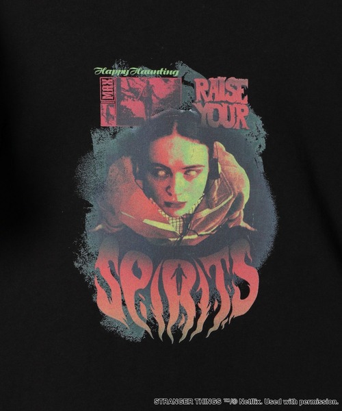 niko and...（ニコアンド）の「【STRANGER THINGS】コラボ ラッフルスリーブTシャツ（Tシャツ/カットソー・レディース・オフホワイト/ブラック・FREE）」の6枚目の写真