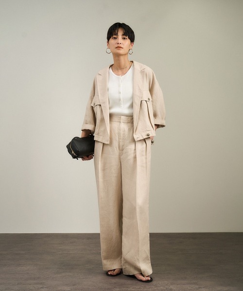 SALON adam et rope'（サロン アダム エ ロペ）の「【WEB限定】プリマベールリブヘンリーネックノースリーブプルオーバー［UVケア・洗える］（タンクトップ・レディース・チャコールグレー/ブラック/オフホワイト・FREE）」の7枚目の写真