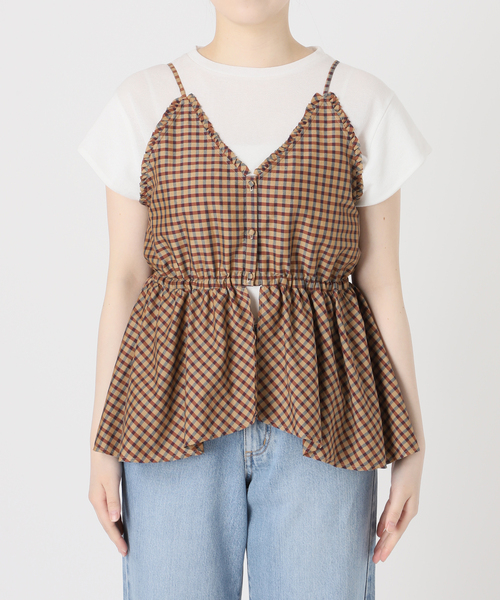 IENA LA BOUCLE C/Pポプリンチェックキャミソール（キャミソール