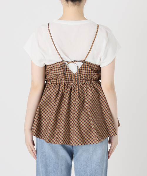 IENA LA BOUCLE C/Pポプリンチェックキャミソール（キャミソール