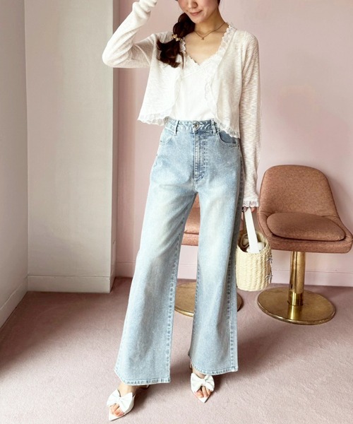 one after another NICE CLAUP(ワンアフターアナザーナイスクラップ)の「レース切替カーディガン(カーディガン/ボレロ・レディース・ブラック/ホワイト/モカ/サックスブルー/ピンク・FREE)」の15枚目の写真