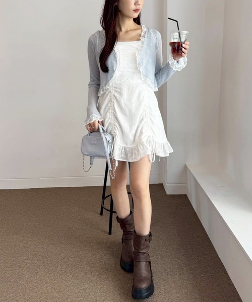 one after another NICE CLAUP(ワンアフターアナザーナイスクラップ)の「レース切替カーディガン(カーディガン/ボレロ・レディース・ブラック/ホワイト/モカ/サックスブルー/ピンク・FREE)」の21枚目の写真