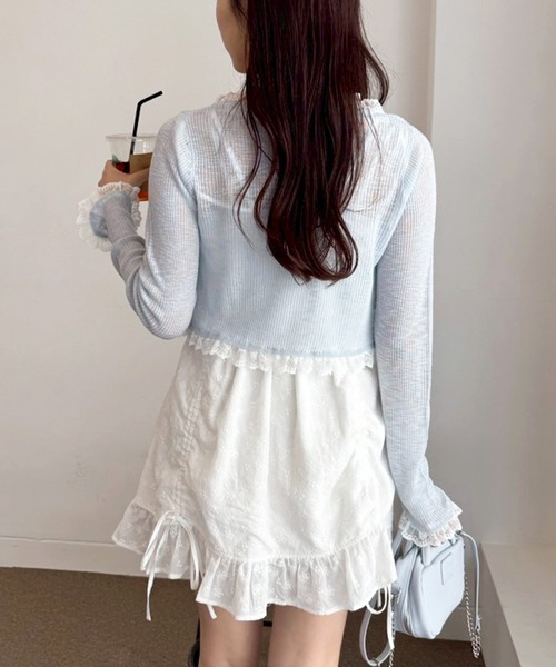 one after another NICE CLAUP(ワンアフターアナザーナイスクラップ)の「レース切替カーディガン(カーディガン/ボレロ・レディース・ブラック/ホワイト/モカ/サックスブルー/ピンク・FREE)」の19枚目の写真