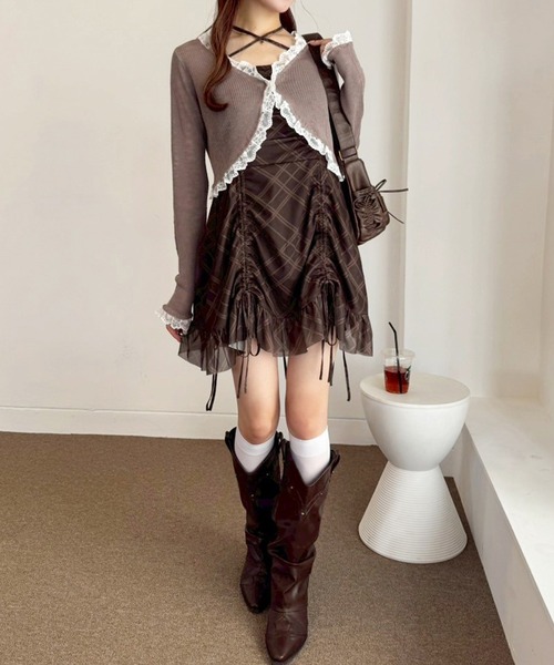 one after another NICE CLAUP(ワンアフターアナザーナイスクラップ)の「レース切替カーディガン(カーディガン/ボレロ・レディース・ブラック/ホワイト/モカ/サックスブルー/ピンク・FREE)」の17枚目の写真