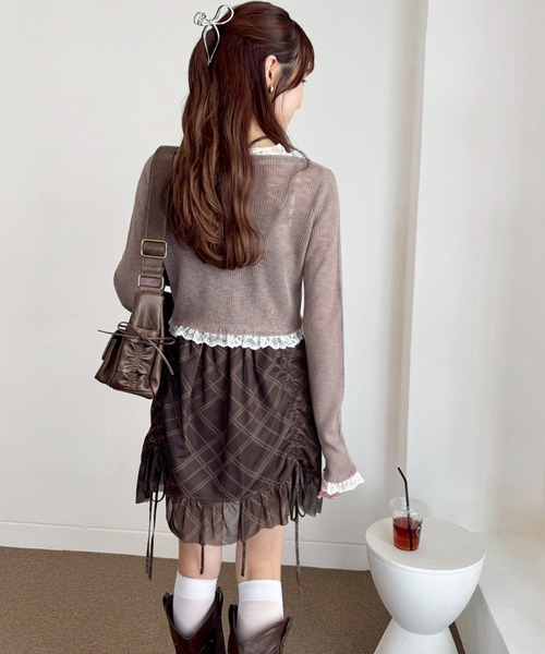 one after another NICE CLAUP(ワンアフターアナザーナイスクラップ)の「レース切替カーディガン(カーディガン/ボレロ・レディース・ブラック/ホワイト/モカ/サックスブルー/ピンク・FREE)」の16枚目の写真