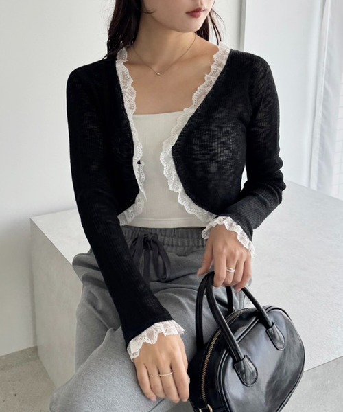 セール】レース切替カーディガン（カーディガン/ボレロ）｜one after