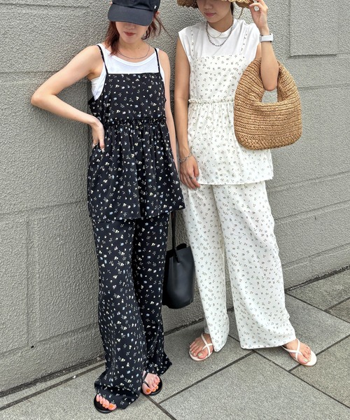 ISOOK（アイスー）の「【ISOOK / アイスー】フラワープリントイージーパンツ / 花柄 セットアップ 柄パンツ イージーパンツ ウエストゴム ハイウエスト ホワイト ブラック 白 黒 ZOZOTOWN限定（その他パンツ・レディース・ブラック/ホワイト・FREE）」の10枚目の写真