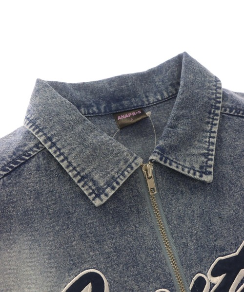 ANAP GｉRL（アナップガール）の「ANAPR+Sダブルジップデニム半袖シャツ【ユニセックス】（シャツ/ブラウス・キッズ・ブルー/ライトブルー・XS/M/S）」の9枚目の写真
