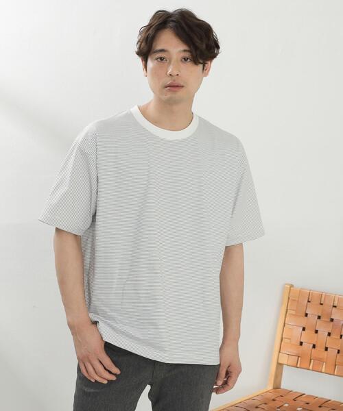 THE SHOP TK （ザ ショップ ティーケー ）の「パーフェクテックボーダー半袖Tシャツ 【吸水速乾／洗濯機OK】（Tシャツ/カットソー・メンズ・ホワイト系5/ブラック系2・02/03/04）」の5枚目の写真