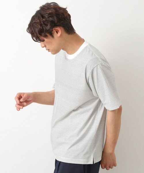 THE SHOP TK （ザ ショップ ティーケー ）の「パーフェクテックボーダー半袖Tシャツ 【吸水速乾／洗濯機OK】（Tシャツ/カットソー・メンズ・ホワイト系5/ブラック系2・02/03/04）」の8枚目の写真
