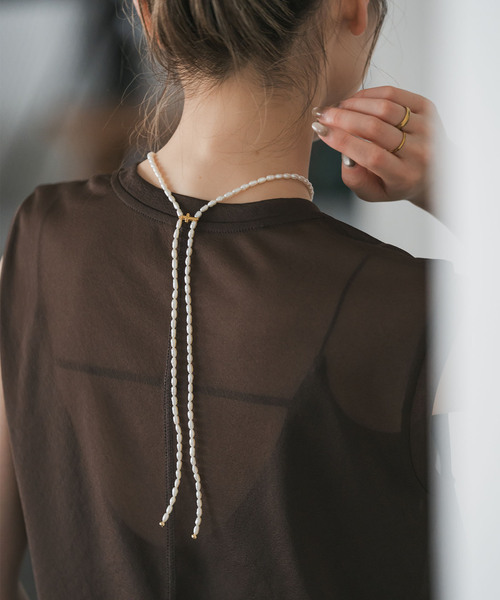 MIHOKO SAKAI/ミホコサカイ パールクロスラリエット 92cm（ネックレス