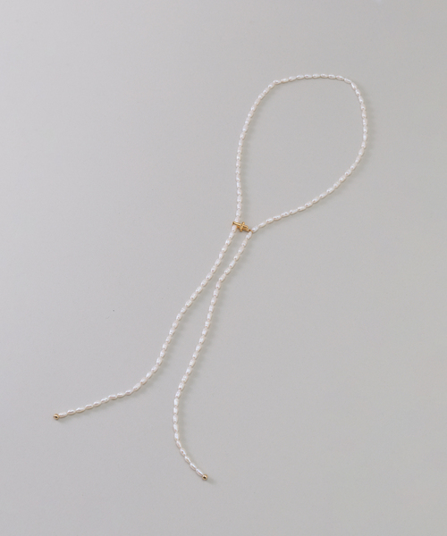 MIHOKO SAKAI/ミホコサカイ パールクロスラリエット 92cm（ネックレス