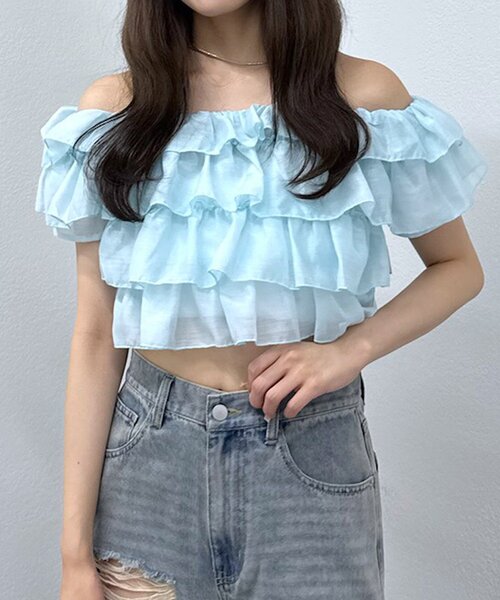 ブラウス シャツ 「mline」フリル オフショルブラウス レディース M-LINE ブラウス シャツ 「mline」オフショルフリルブラウス