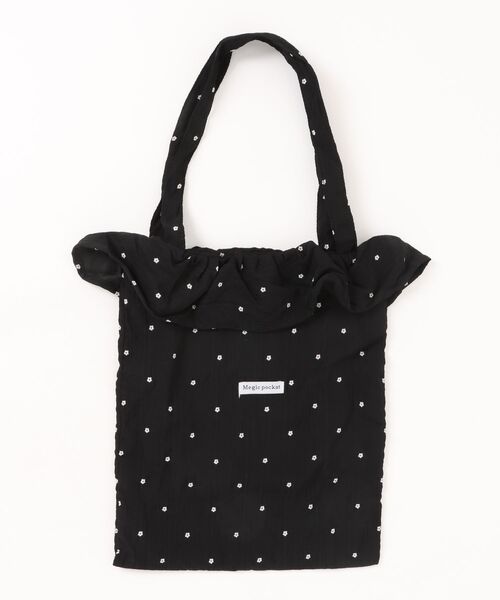 tone(トーン)の「【88eighty-eight】花柄フリルシフォントートバッグ【import】(MA)(トートバッグ・レディース・ホワイト/ブラック・FREE)」の1枚目の写真