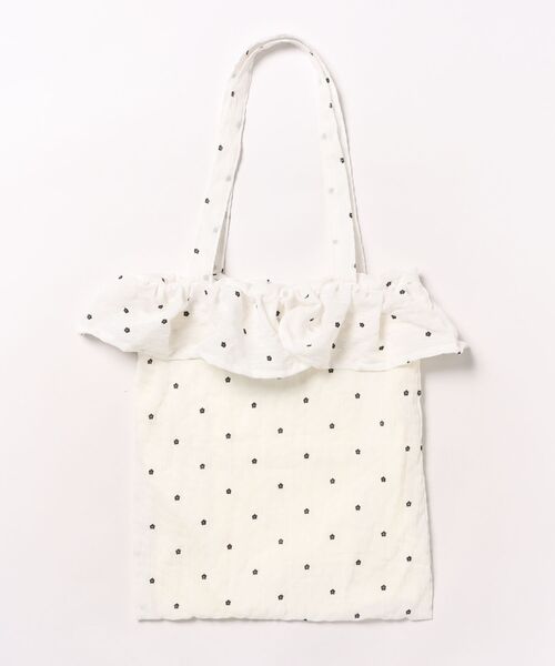 tone(トーン)の「【88eighty-eight】花柄フリルシフォントートバッグ【import】(MA)(トートバッグ・レディース・ホワイト/ブラック・FREE)」の7枚目の写真