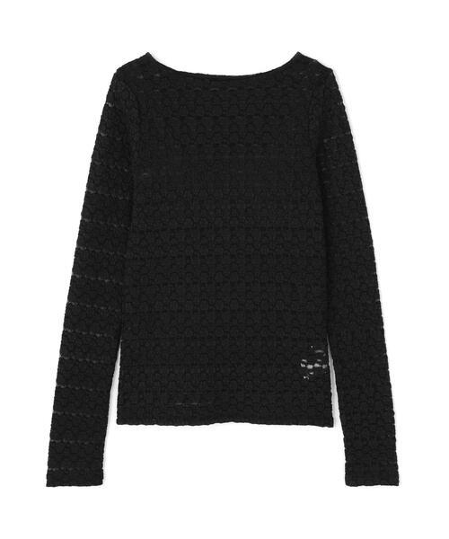 NATURAL BEAUTY BASIC（ナチュラルビューティーベーシック）の「◇ストレッチレーストップス（Tシャツ/カットソー・レディース・オフホワイト/ブラック/マジェンタ・FREE）」の4枚目の写真