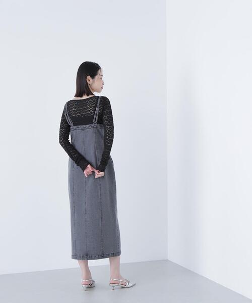 NATURAL BEAUTY BASIC（ナチュラルビューティーベーシック）の「◇ストレッチレーストップス（Tシャツ/カットソー・レディース・オフホワイト/ブラック/マジェンタ・FREE）」の7枚目の写真