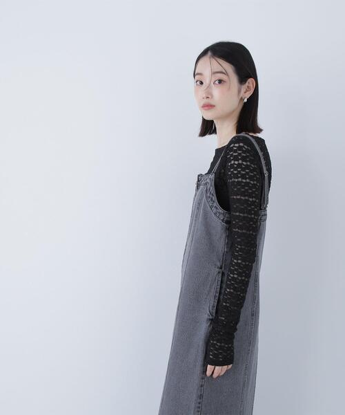 NATURAL BEAUTY BASIC（ナチュラルビューティーベーシック）の「◇ストレッチレーストップス（Tシャツ/カットソー・レディース・オフホワイト/ブラック/マジェンタ・FREE）」の8枚目の写真