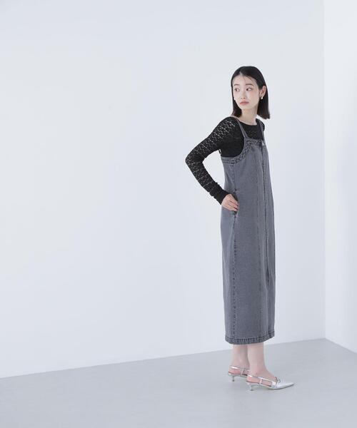 NATURAL BEAUTY BASIC（ナチュラルビューティーベーシック）の「◇ストレッチレーストップス（Tシャツ/カットソー・レディース・オフホワイト/ブラック/マジェンタ・FREE）」の9枚目の写真