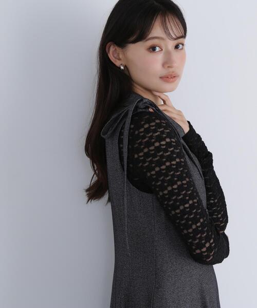 NATURAL BEAUTY BASIC（ナチュラルビューティーベーシック）の「◇ストレッチレーストップス（Tシャツ/カットソー・レディース・オフホワイト/ブラック/マジェンタ・FREE）」の10枚目の写真