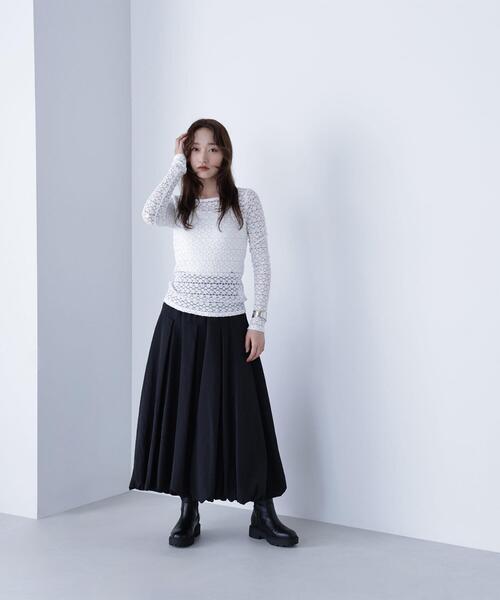 NATURAL BEAUTY BASIC（ナチュラルビューティーベーシック）の「◇ストレッチレーストップス（Tシャツ/カットソー・レディース・オフホワイト/ブラック/マジェンタ・FREE）」の16枚目の写真