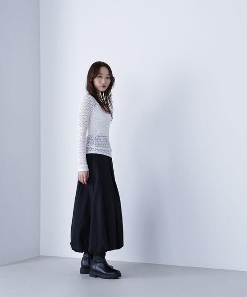 NATURAL BEAUTY BASIC（ナチュラルビューティーベーシック）の「◇ストレッチレーストップス（Tシャツ/カットソー・レディース・オフホワイト/ブラック/マジェンタ・FREE）」の20枚目の写真