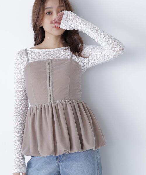 NATURAL BEAUTY BASIC（ナチュラルビューティーベーシック）の「◇ストレッチレーストップス（Tシャツ/カットソー・レディース・オフホワイト/ブラック/マジェンタ・FREE）」の21枚目の写真