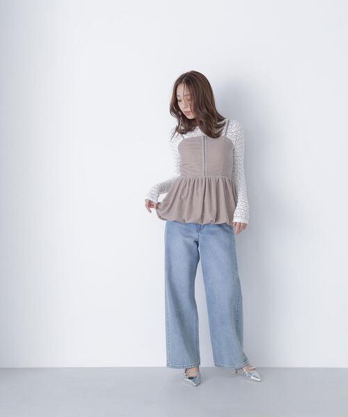 NATURAL BEAUTY BASIC（ナチュラルビューティーベーシック）の「◇ストレッチレーストップス（Tシャツ/カットソー・レディース・オフホワイト/ブラック/マジェンタ・FREE）」の22枚目の写真