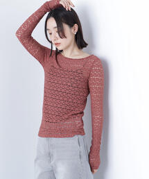 Tシャツ/カットソー（レッド/赤色系・長袖）ファッション通販