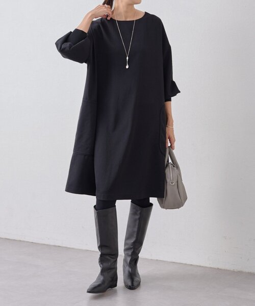 BEARDSLEY（ビアズリー）の「パイピングテントワンピース（ワンピース・レディース・ブラック/ベージュ・FREE）」の2枚目の写真