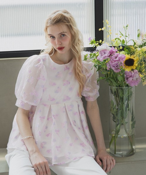 MERAKI（メラキ）の「ニュアンスカラーブラウス（シャツ/ブラウス・レディース・グリーン/パープル/オレンジ・FREE）」の4枚目の写真