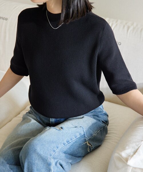 gemeil(ジェムイル)の「ハイネックリブニット(LA-317)(ニット/セーター・レディース・ホワイト/ベージュ/グレー/ブラック・MEDIUM/SMALL)」の6枚目の写真