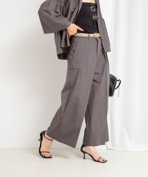 NOLLEY’S(ノーリーズ)の「《セットアップ対応》クロップドワイドパンツ(その他パンツ・レディース・チャコールグレー/ブルー系その他・38/36)」の2枚目の写真