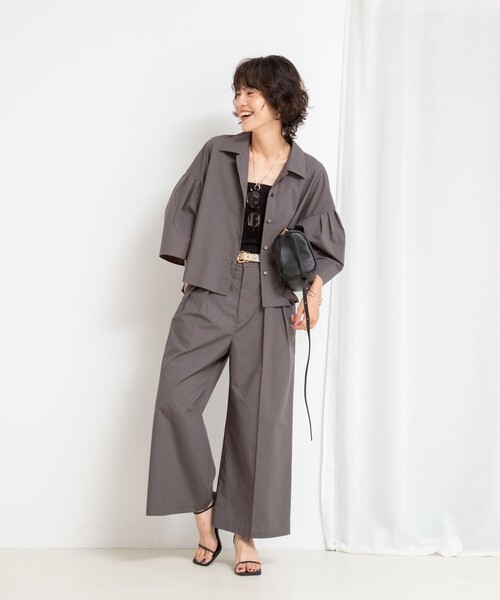 NOLLEY’S(ノーリーズ)の「《セットアップ対応》クロップドワイドパンツ(その他パンツ・レディース・チャコールグレー/ブルー系その他・38/36)」の5枚目の写真