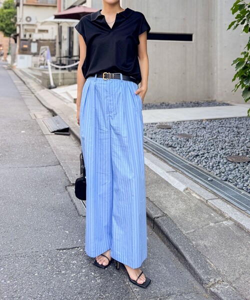 NOLLEY’S(ノーリーズ)の「《セットアップ対応》クロップドワイドパンツ(その他パンツ・レディース・チャコールグレー/ブルー系その他・38/36)」の7枚目の写真