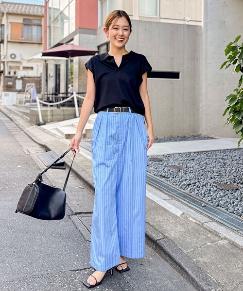 NOLLEY’S(ノーリーズ)の「《セットアップ対応》クロップドワイドパンツ(その他パンツ・レディース・チャコールグレー/ブルー系その他・38/36)」の8枚目の写真