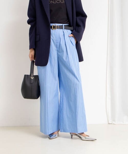 NOLLEY’S(ノーリーズ)の「《セットアップ対応》クロップドワイドパンツ(その他パンツ・レディース・チャコールグレー/ブルー系その他・38/36)」の9枚目の写真