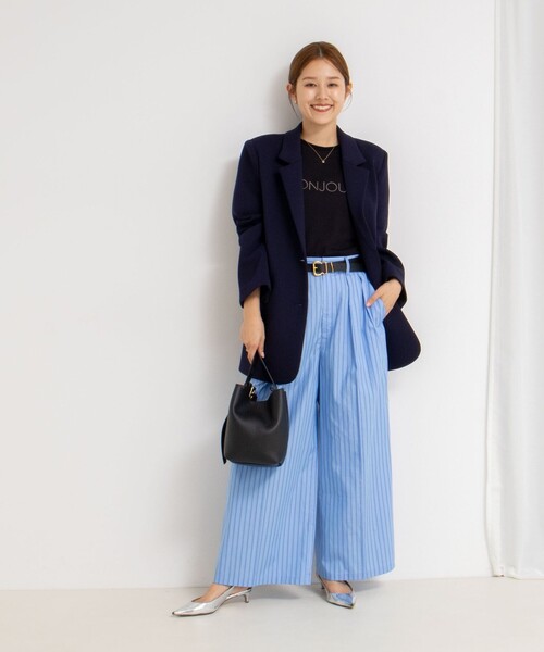NOLLEY’S(ノーリーズ)の「《セットアップ対応》クロップドワイドパンツ(その他パンツ・レディース・チャコールグレー/ブルー系その他・38/36)」の10枚目の写真