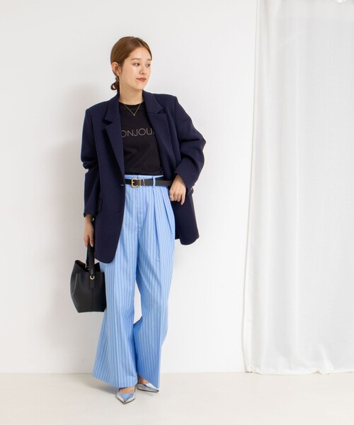 NOLLEY’S(ノーリーズ)の「《セットアップ対応》クロップドワイドパンツ(その他パンツ・レディース・チャコールグレー/ブルー系その他・38/36)」の11枚目の写真