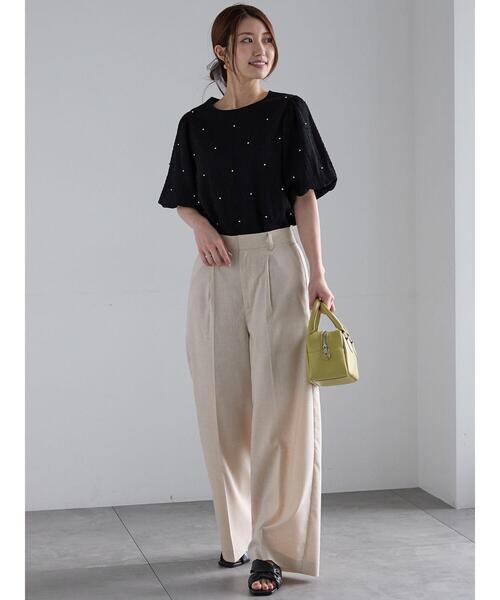 Te chichi（テチチ）の「リネンブレンドワイドパンツ（その他パンツ・レディース・ベージュ/ネイビー・F）」の14枚目の写真