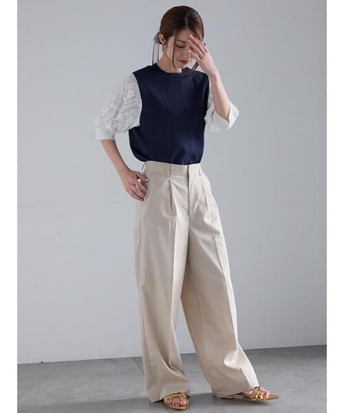 Te chichi（テチチ）の「リネンブレンドワイドパンツ（その他パンツ・レディース・ベージュ/ネイビー・F）」の16枚目の写真