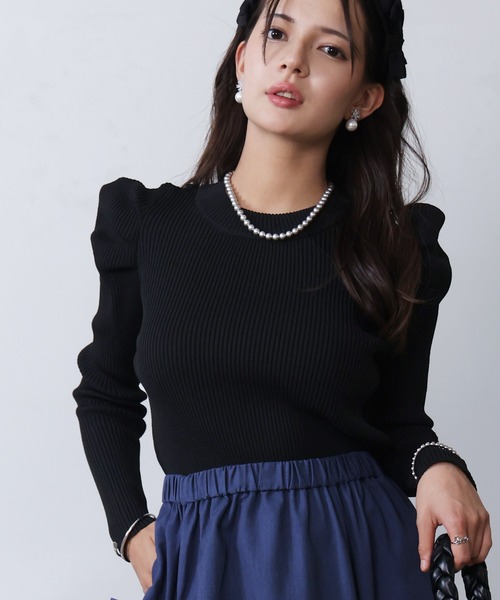 PICCIN PERLA(ピッチンペルラ)の「クリオネニット(ニット/セーター・レディース・オフホワイト/ブラック・M)」の2枚目の写真