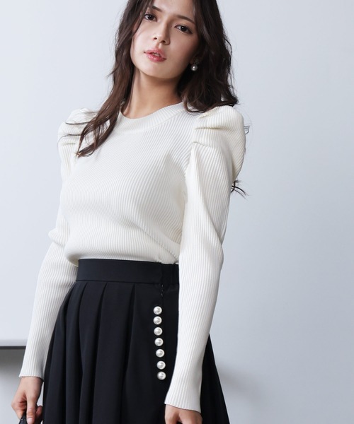 PICCIN PERLA(ピッチンペルラ)の「クリオネニット(ニット/セーター・レディース・オフホワイト/ブラック・M)」の6枚目の写真