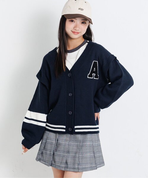 algy（アルジー）の「2WAY袖だぼニットカーデ（カーディガン/ボレロ・キッズ・ピンク/アイボリー/ネイビー・SMALL/MEDIUM/X-SMALL/XX-SMALL）」の2枚目の写真