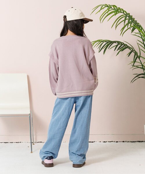 algy（アルジー）の「2WAY袖だぼニットカーデ（カーディガン/ボレロ・キッズ・ピンク/アイボリー/ネイビー・SMALL/MEDIUM/X-SMALL/XX-SMALL）」の4枚目の写真