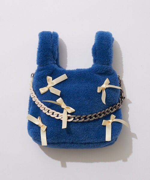 CIAOPANIC（チャオパニック）の「【HELLO.SANFRANCISCO/ハローサンフランシスコ】リボン付ファーバック（トートバッグ・レディース・ブラック/パープル/レッド/ブルー/オレンジ・FREE）」の20枚目の写真