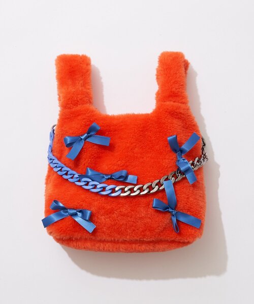 CIAOPANIC（チャオパニック）の「【HELLO.SANFRANCISCO/ハローサンフランシスコ】リボン付ファーバック（トートバッグ・レディース・ブラック/パープル/レッド/ブルー/オレンジ・FREE）」の12枚目の写真