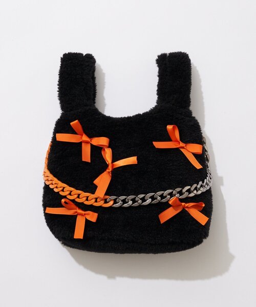 CIAOPANIC（チャオパニック）の「【HELLO.SANFRANCISCO/ハローサンフランシスコ】リボン付ファーバック（トートバッグ・レディース・ブラック/パープル/レッド/ブルー/オレンジ・FREE）」の13枚目の写真