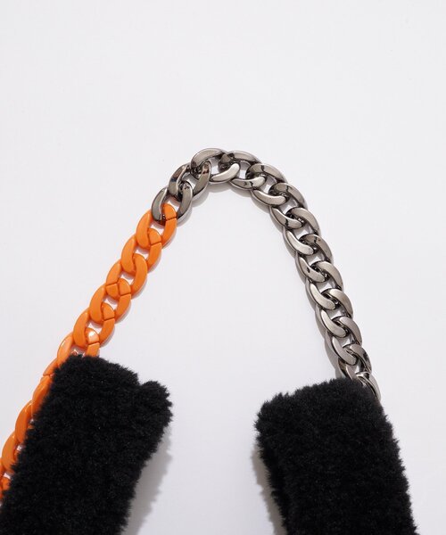 CIAOPANIC（チャオパニック）の「【HELLO.SANFRANCISCO/ハローサンフランシスコ】リボン付ファーバック（トートバッグ・レディース・ブラック/パープル/レッド/ブルー/オレンジ・FREE）」の7枚目の写真